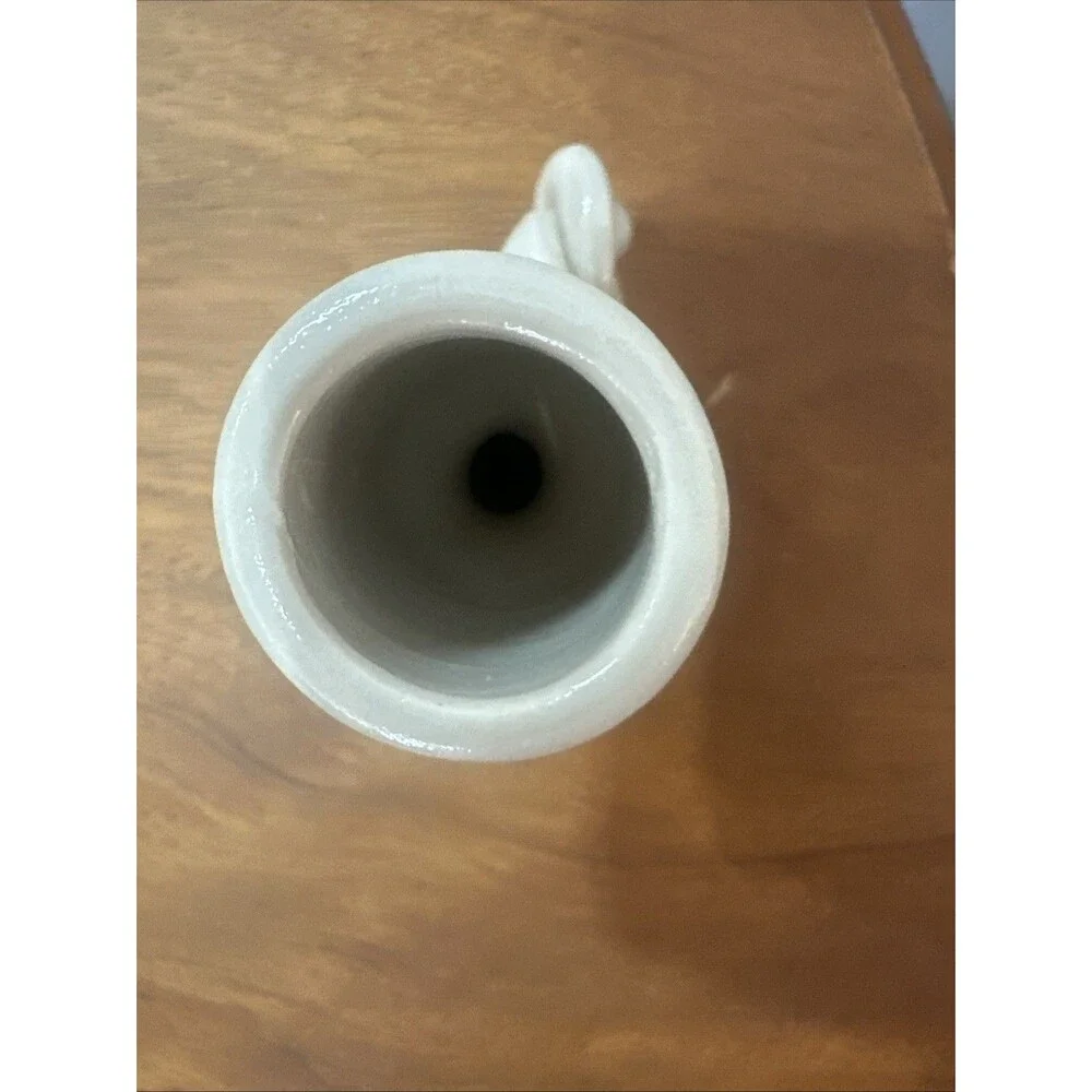 Williamsburg Pottery CHAMBERSTICK Gray w/COBALT Blue Accents & TWISTED Handle